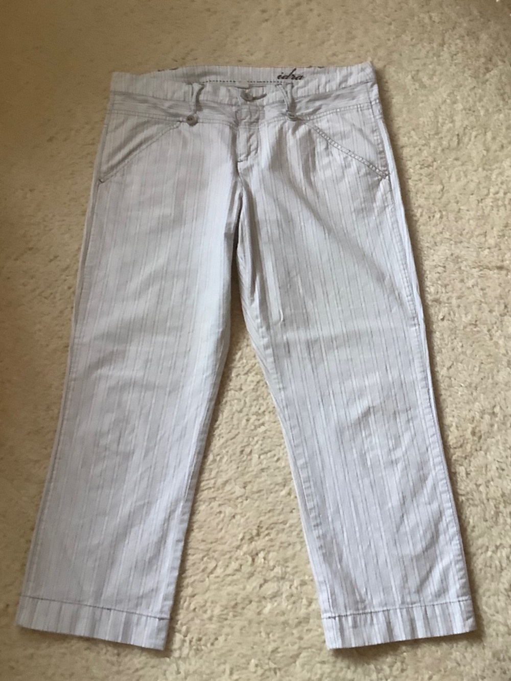 Striped Light Blue Cropped Jeans - Women's Casual Ankle Jeans